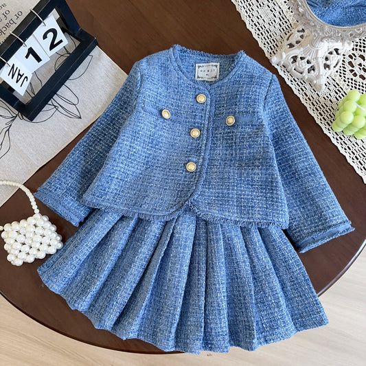 Blue Tweed Girls' Infant Set