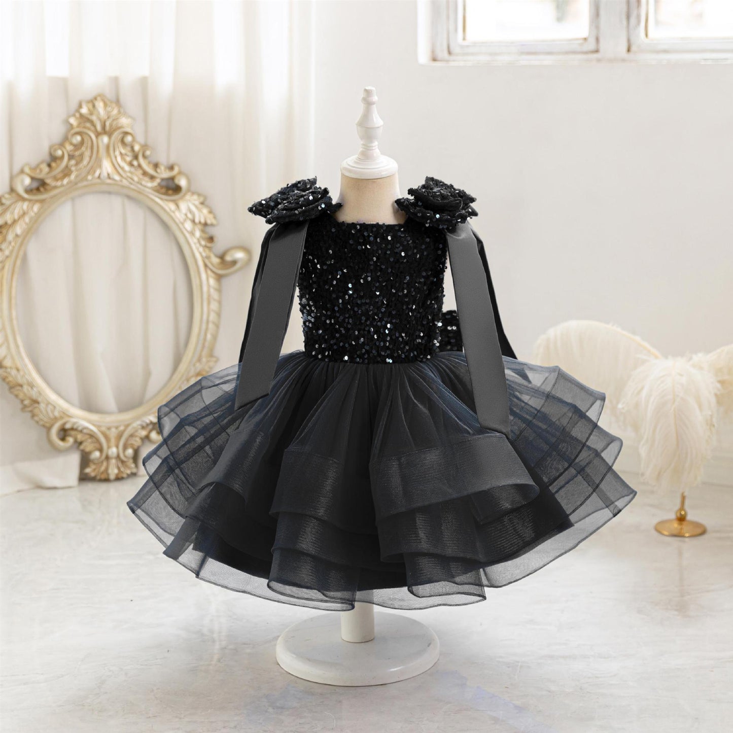 Shiny Children's Party Dress with Bow