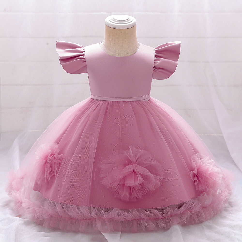 Children's Party Dress Tulle Flowers