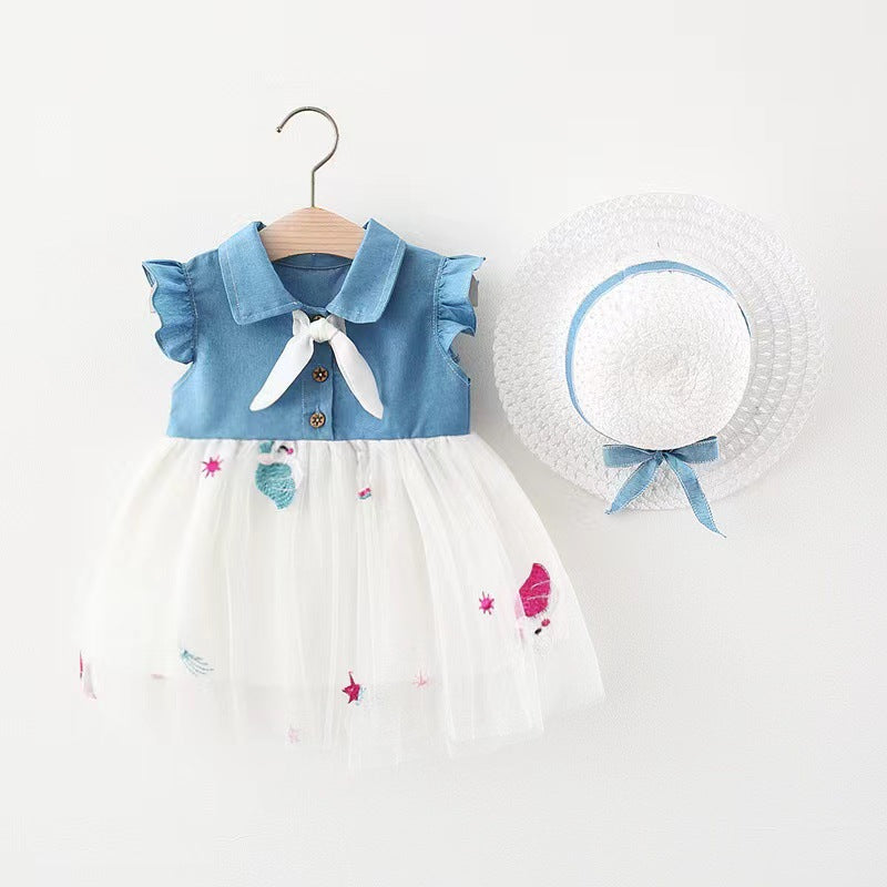 Children's Dress Tulle and Jeans Bow