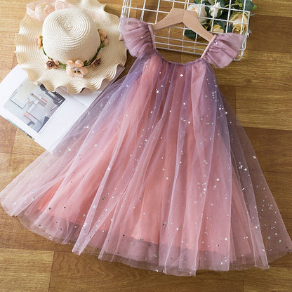 Children's dress in delicate tulle with glitter