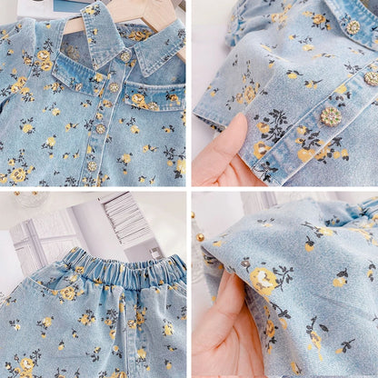 Girls' Infant Set Jeans Flowers