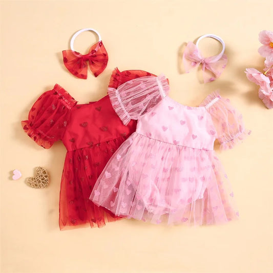 Children's Bodysuit Hearts + Bow