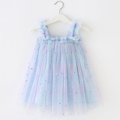 Delicate children's dress with tulle and little stars