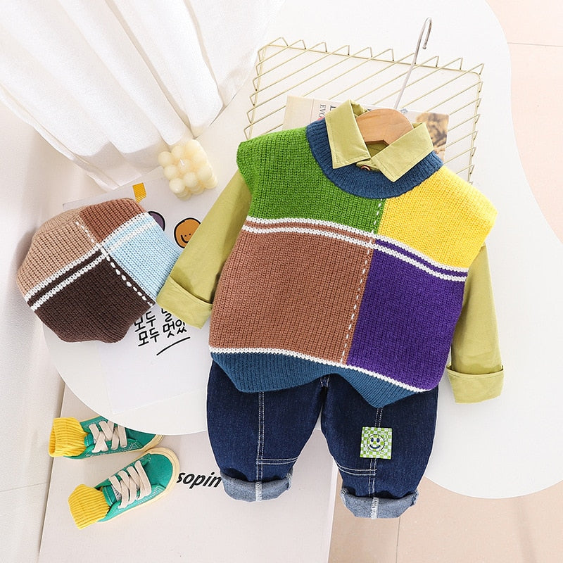 Children's set 3 pieces colorful vest