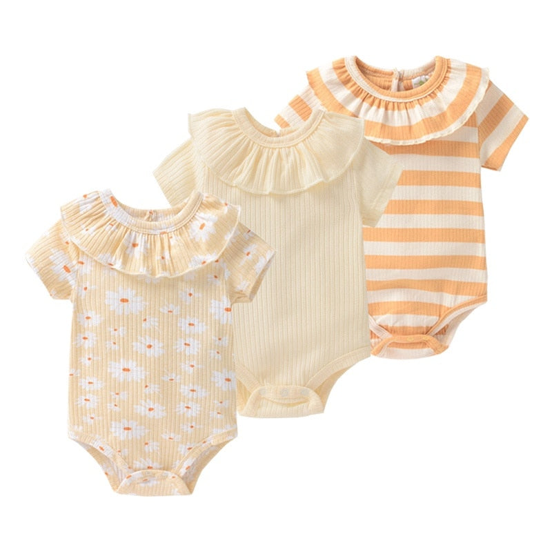 Kit 3 minimalist bodysuits for baby girl