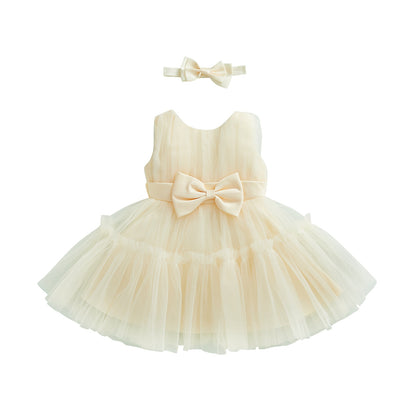 Children's dress with lace tulle + headband