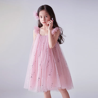 Children's dress in delicate tulle with glitter