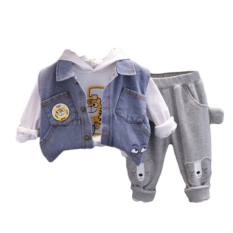 Children's set 3 pieces denim vest