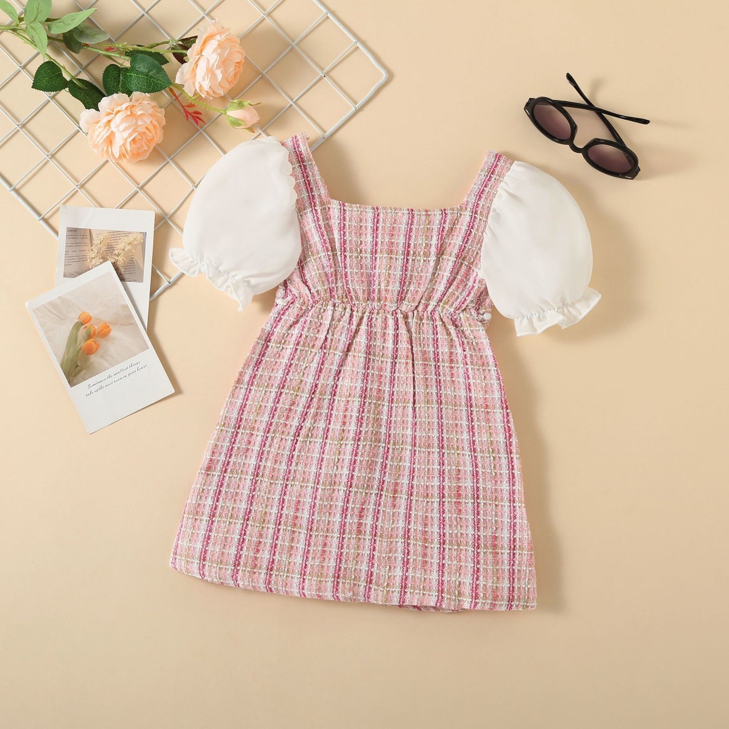 Baby pink checkered dress