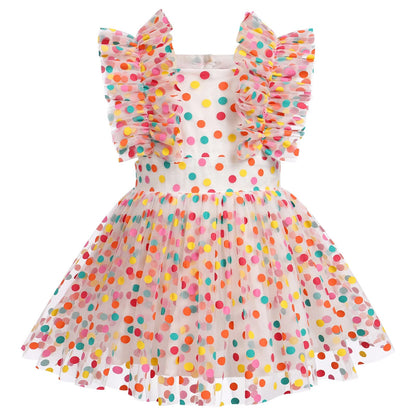 Children's Dress with Ruffled Sleeves and Tulle