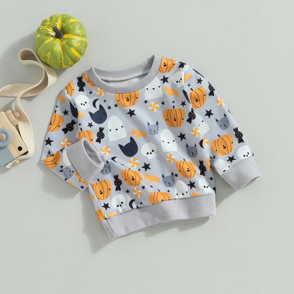 Sweatshirts Halloween Clothes Pumpkin Print Long Sleeve