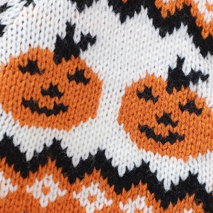 Halloween  Winter Orange Pumpkin Knit Jumpsuits