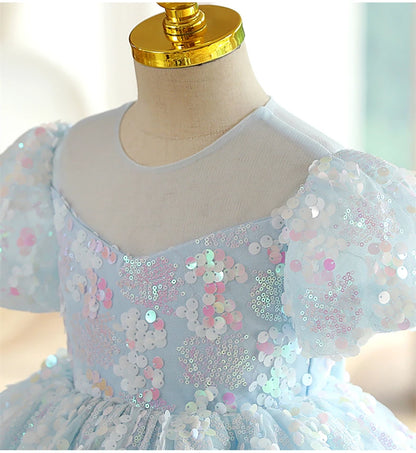 Blue Sequins Children's Party Dress