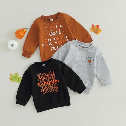 Halloween Sweatshirt Letter Print Long Sleeve Pullovers Autumn