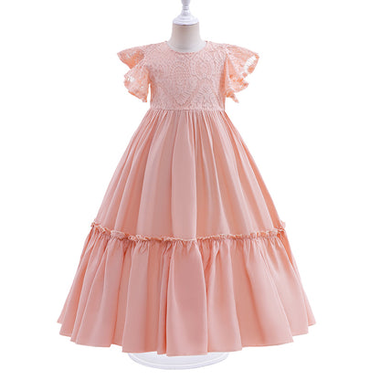 Children's Long Dress With Fower Lace