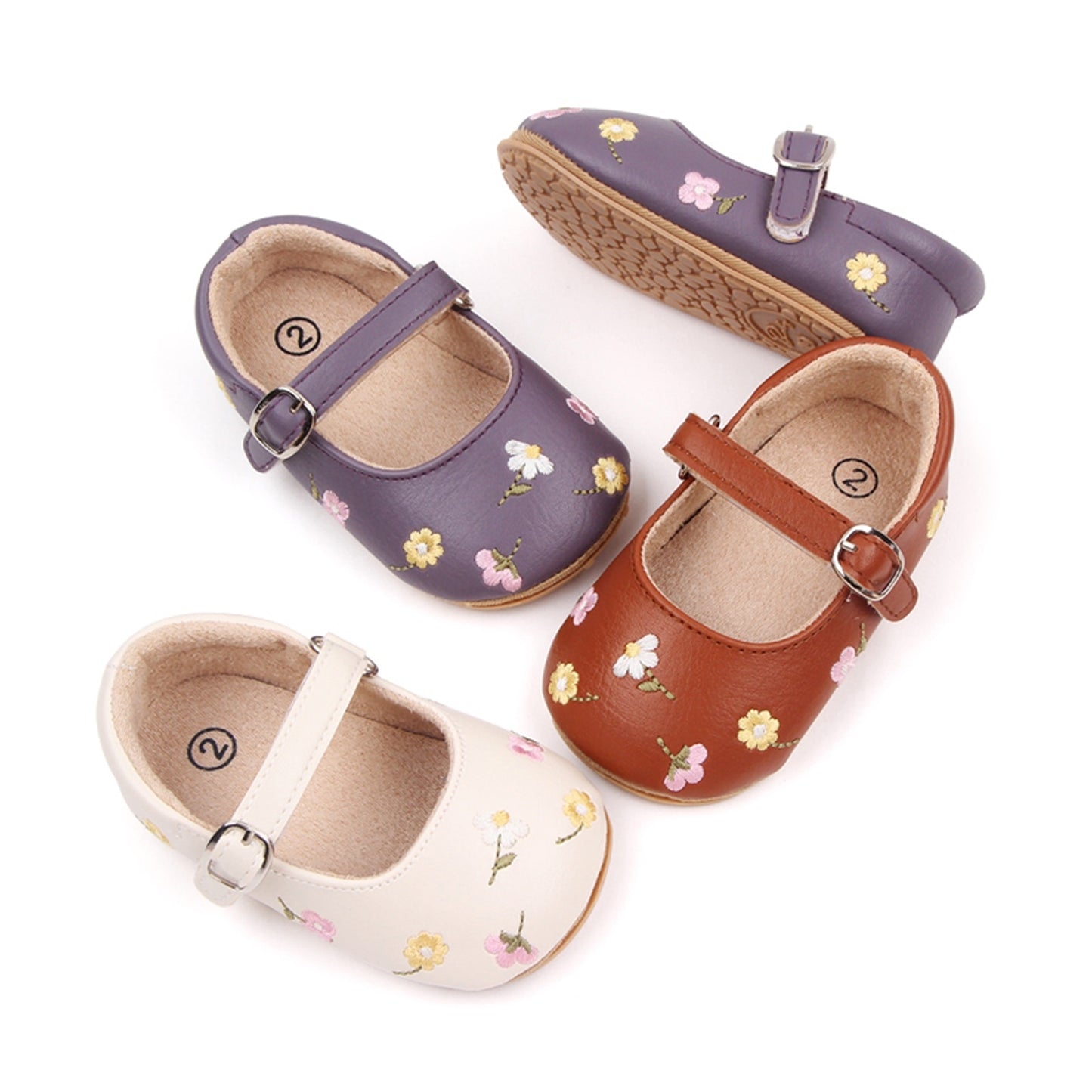 Children's embroidered flower sandals