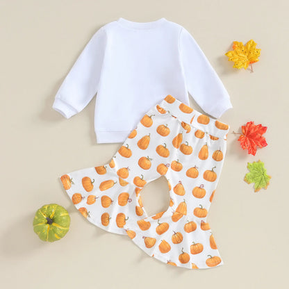 Set Halloween Pumpkin Print Long Sleeve Sweatshirt