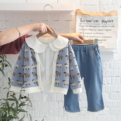 Kids 3-piece shirt set with collar