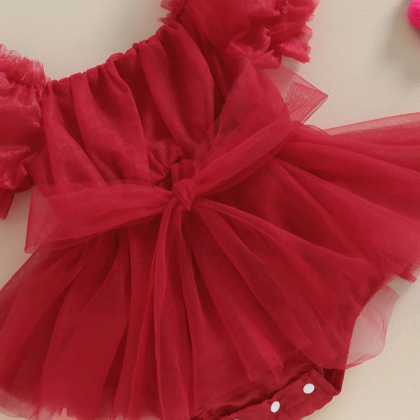 Christmas Infant Bodysuit Tulle Bow + Headband