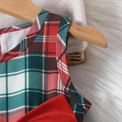 Green Checkered Dress with Red Bow