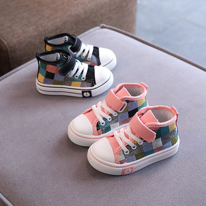 Children's colorful plaid sneakers