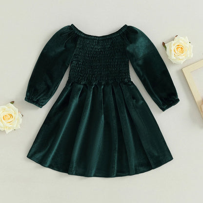 Pleated velvet children's dress