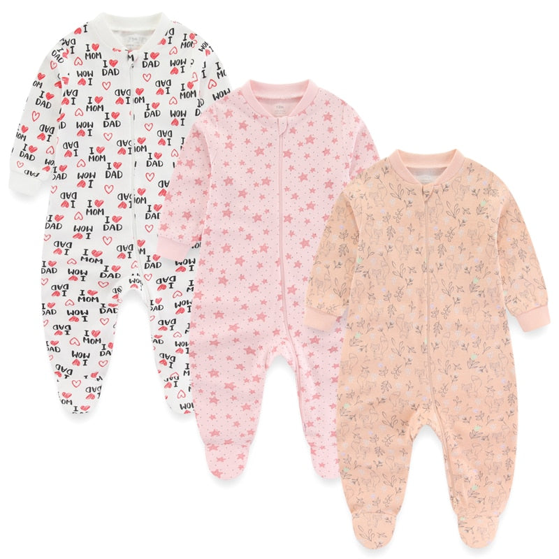 Kit 3 Printed Baby Girl Jumpsuit