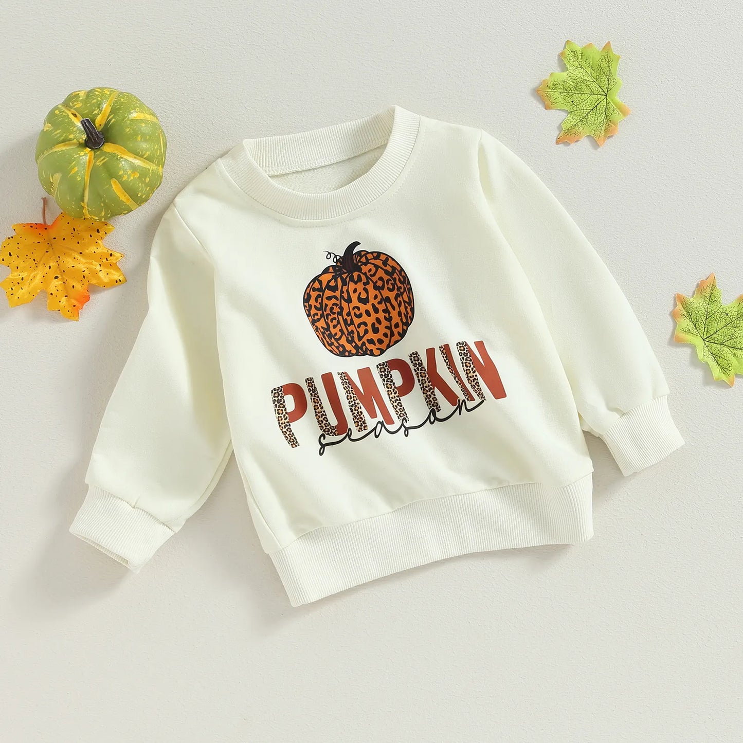 Halloween Long Sleeve Letter Leopard Pumpkin Print