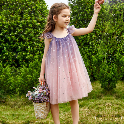 Children's dress in delicate tulle with glitter