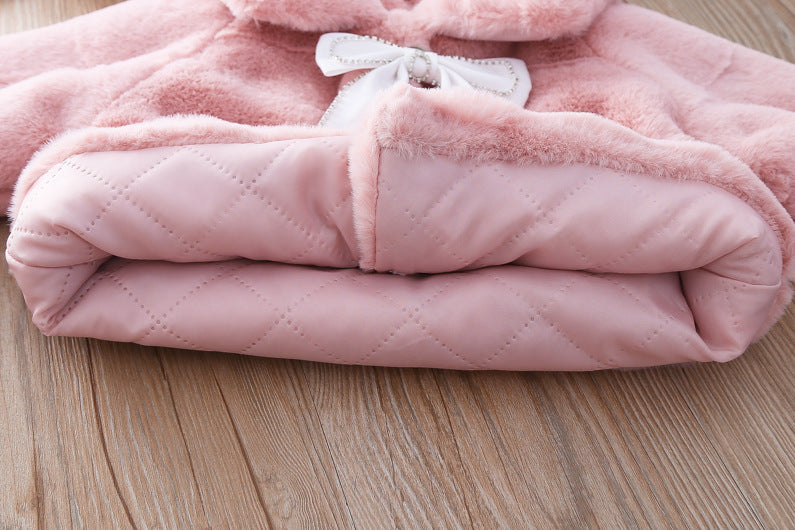 Children's warm coat with bow