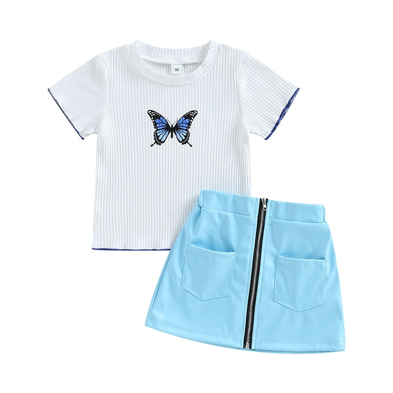 Children's butterfly set with blue skirt