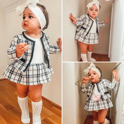 Children's black and white plaid set