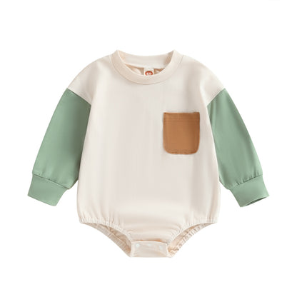 Children's bodysuit with brown pocket