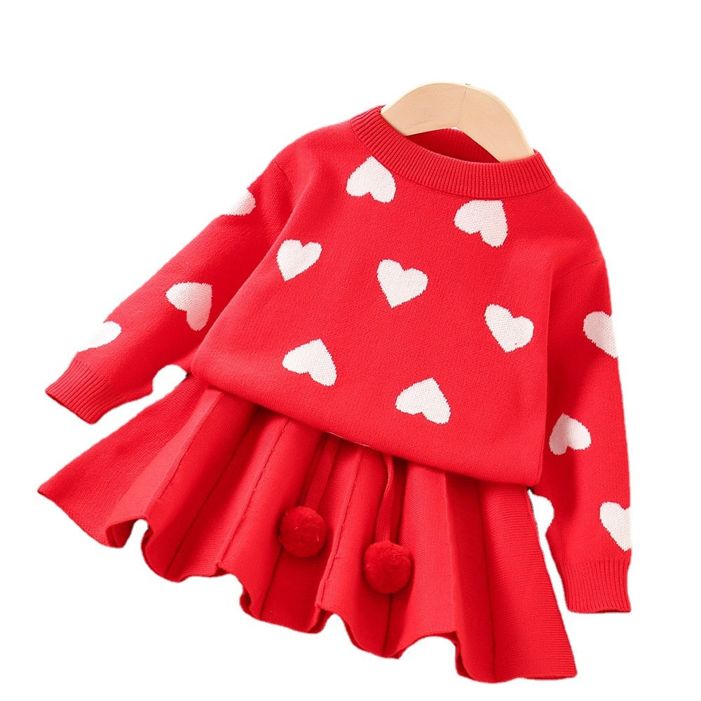 Children's set hearts Skirt + cold blouse