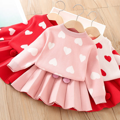 Children's set hearts Skirt + cold blouse