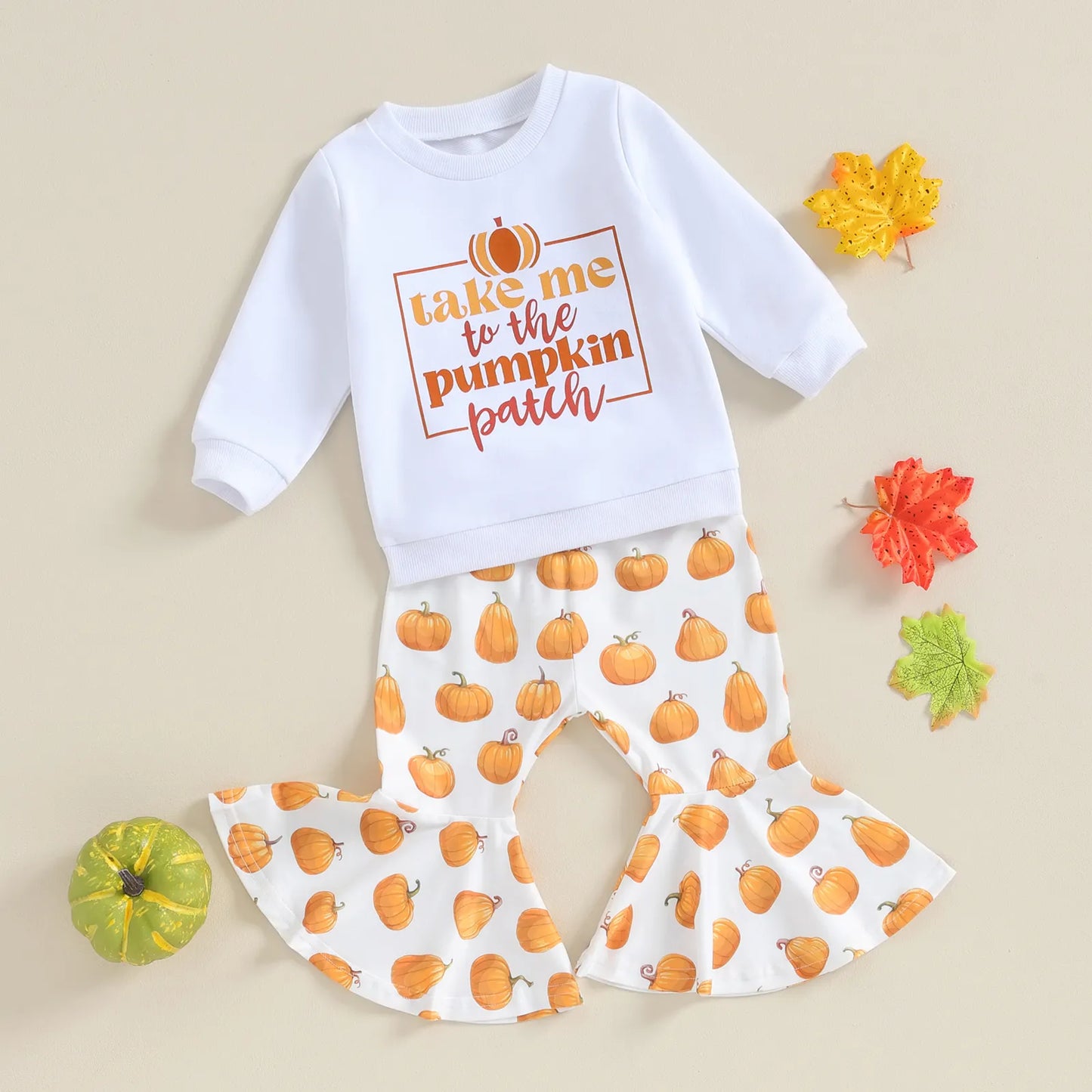 Set Halloween Pumpkin Print Long Sleeve Sweatshirt