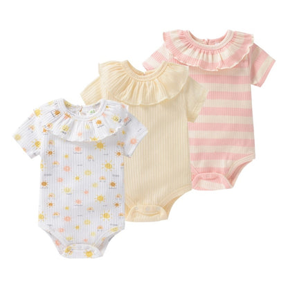 Kit 3 minimalist bodysuits for baby girl