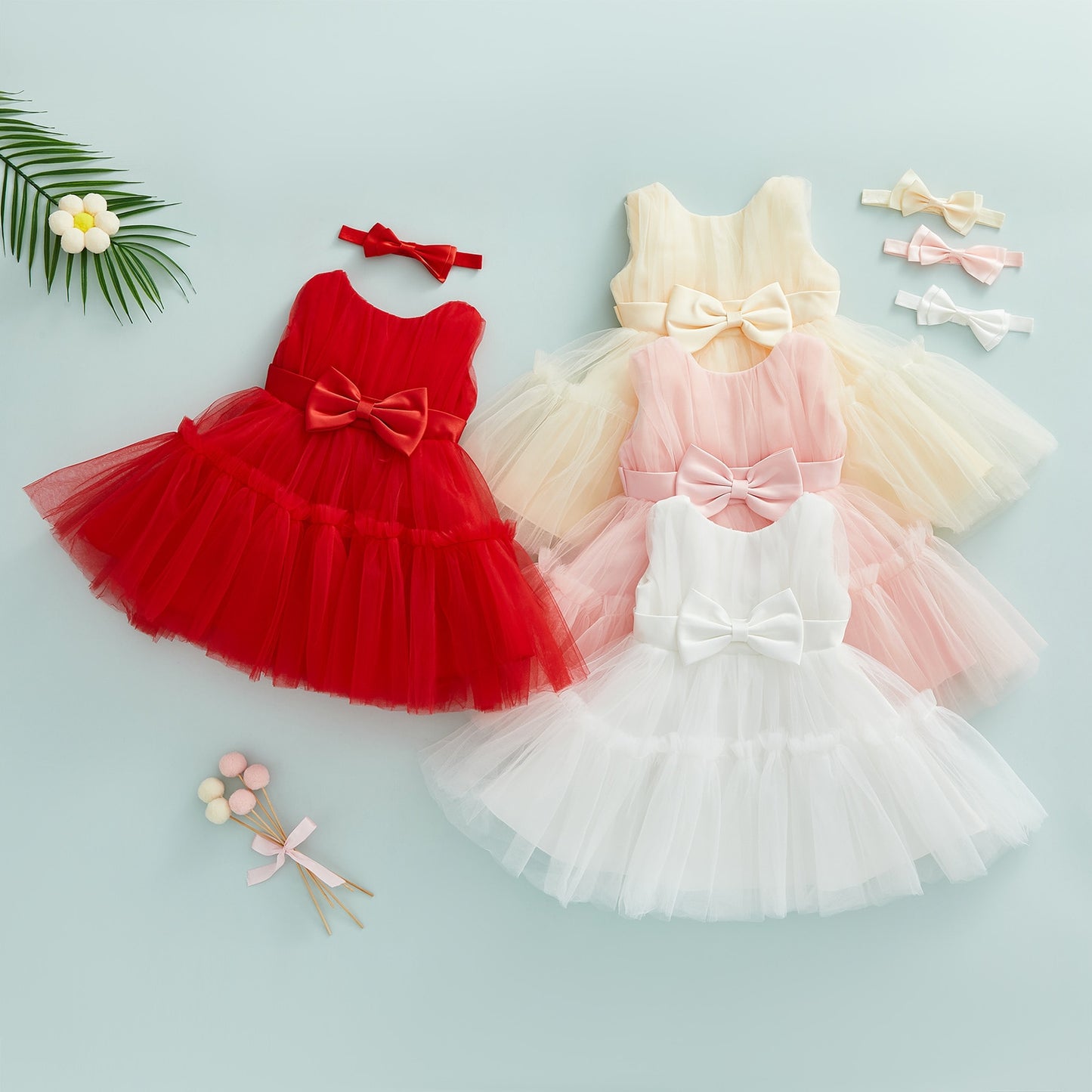 Children's dress with lace tulle + headband