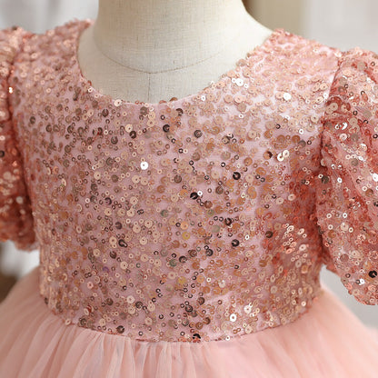 Pink prom dress with sequins