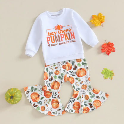 Set Halloween Pumpkin Print Long Sleeve Sweatshirt