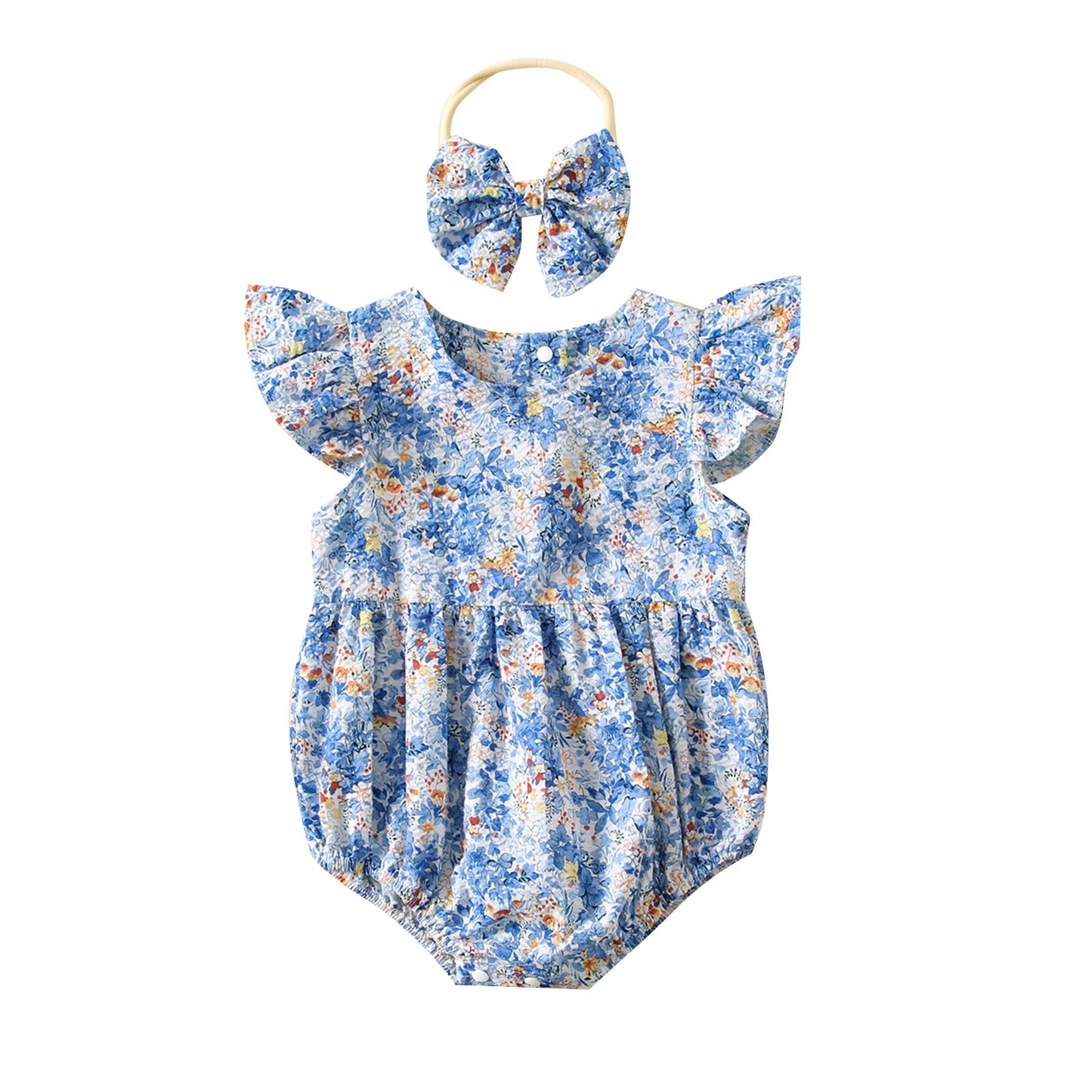 Baby Bodysuit with flowers + headband