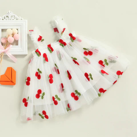 Children's Tulle Dress Cherries