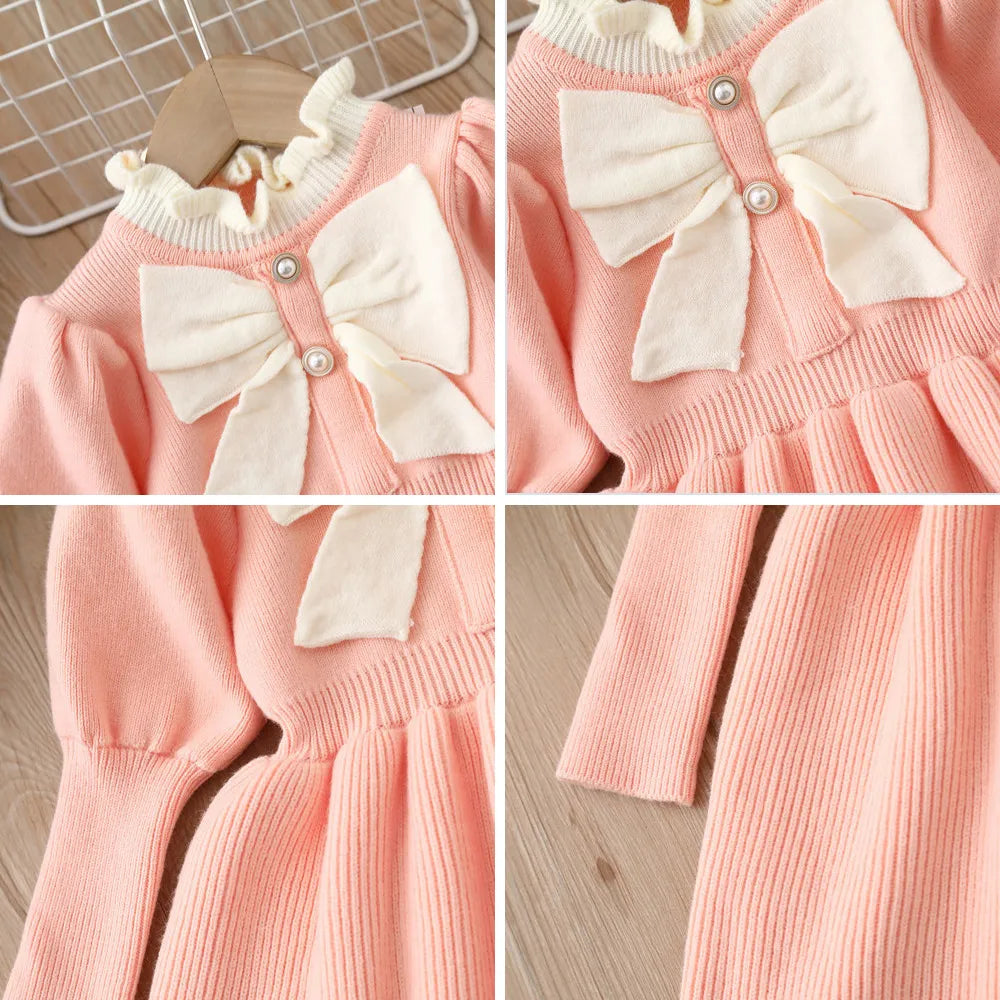 Children's cold weather dress with bow