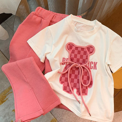 Pink children's set with flair pants