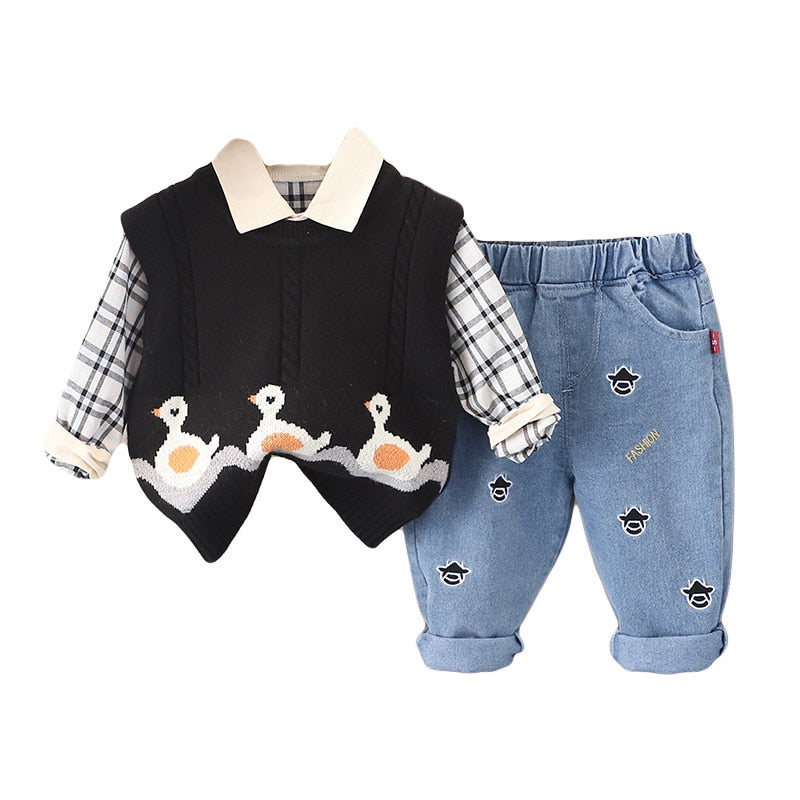 Children's set with vest with little ducks