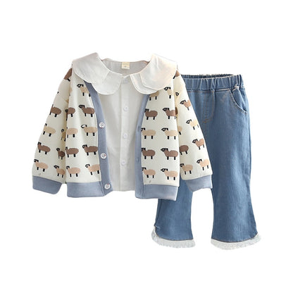 Kids 3-piece shirt set with collar