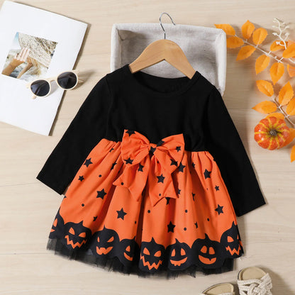 Halloween Dress Black Pumpkin  Print Cartoon