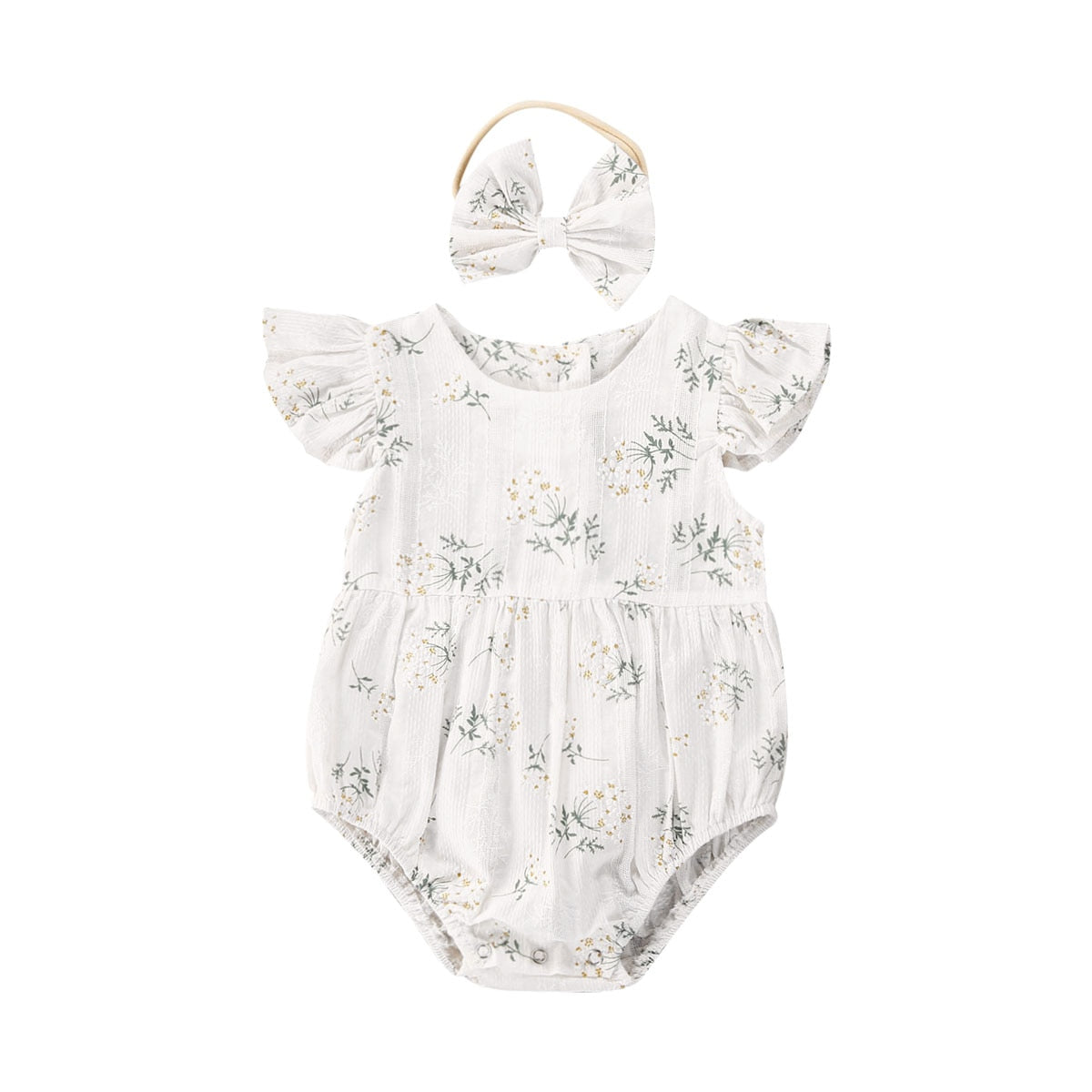 Baby Bodysuit with flowers + headband