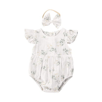 Baby Bodysuit with flowers + headband